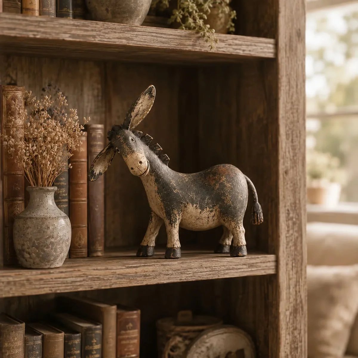 π΄ Rustic Donkey Figurine β¨ Distressed Vintage Resin Farmhouse Tabletop Decor