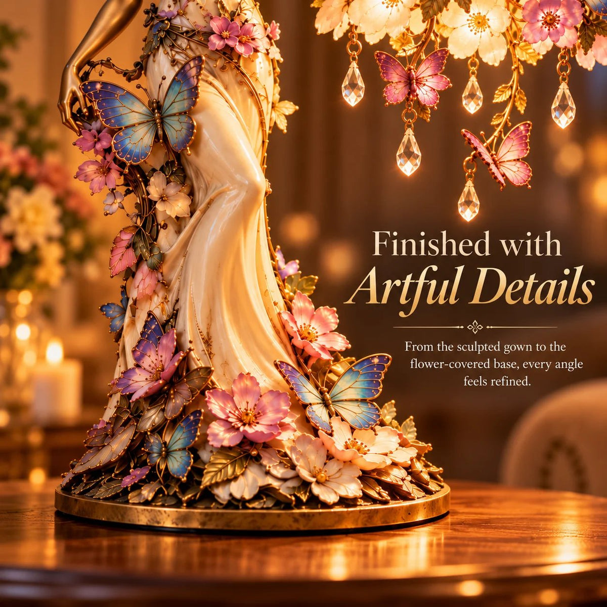 🦋 ✨Butterfly Lady Accent Lamp, Elegant Flower Goddess Light with Sparkling Crystal Drops for Home Decor🦋
