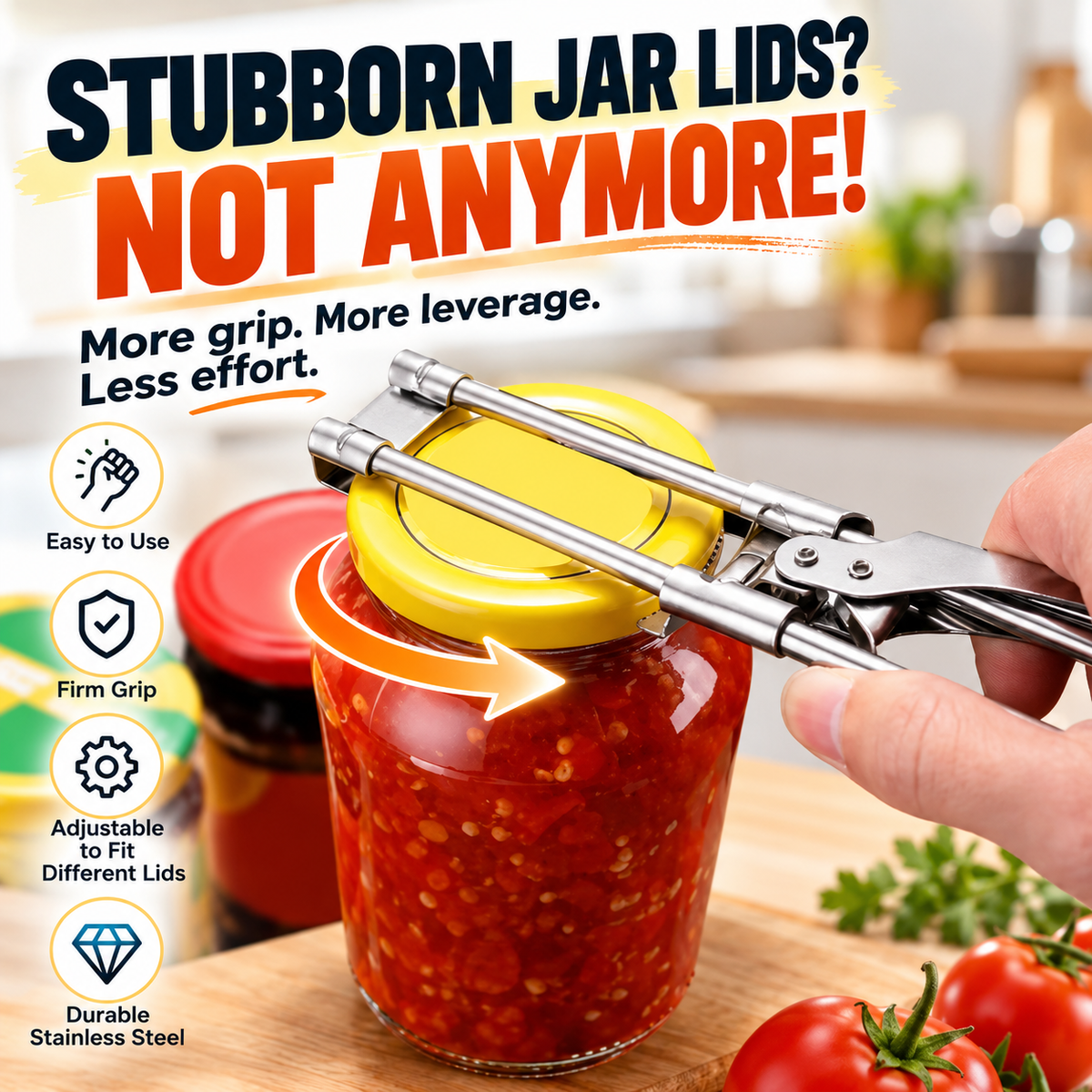 ๐ซ Easy-Grip Adjustable Jar Opener โ Open Stubborn Lids With Less Effort