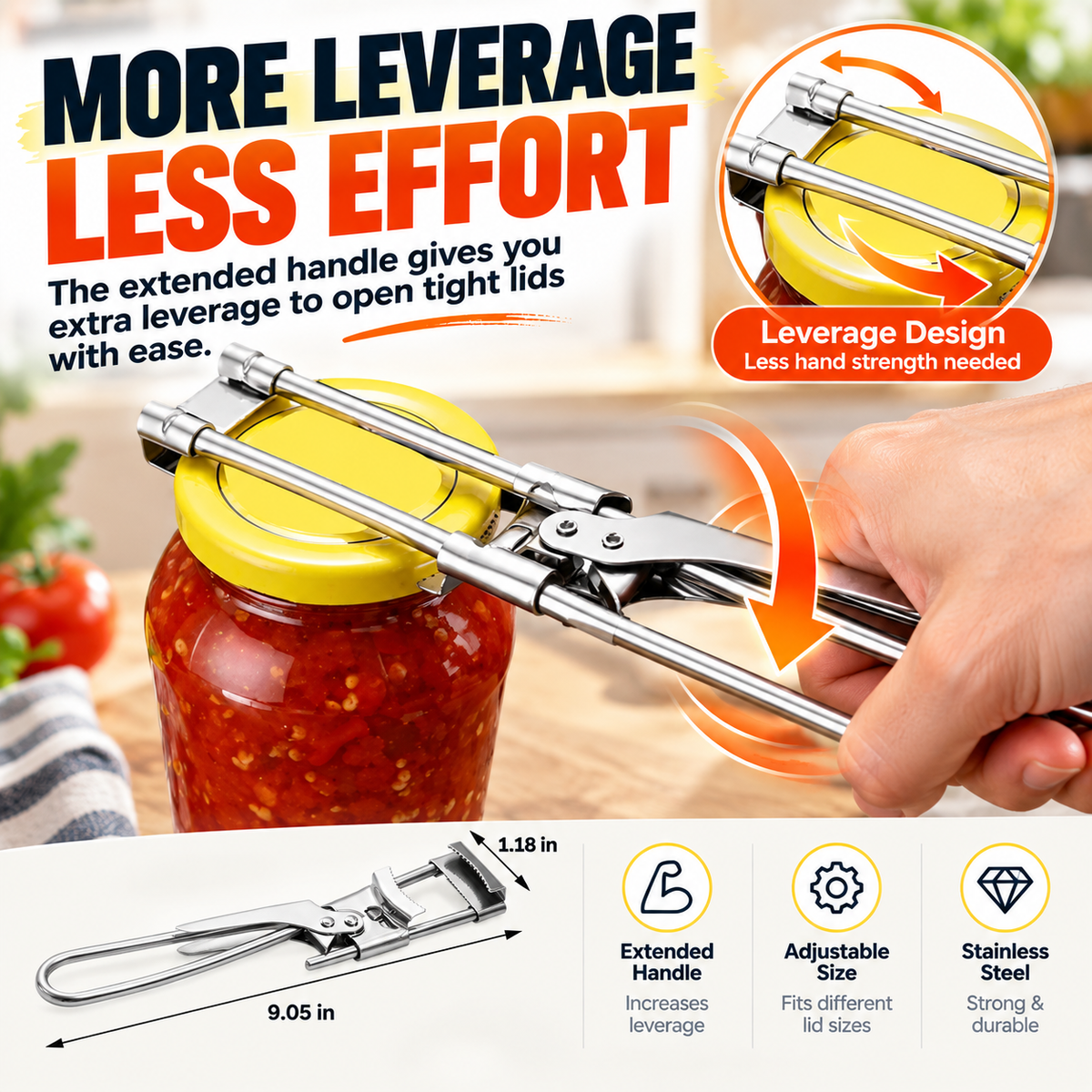 ๐ซ Easy-Grip Adjustable Jar Opener โ Open Stubborn Lids With Less Effort