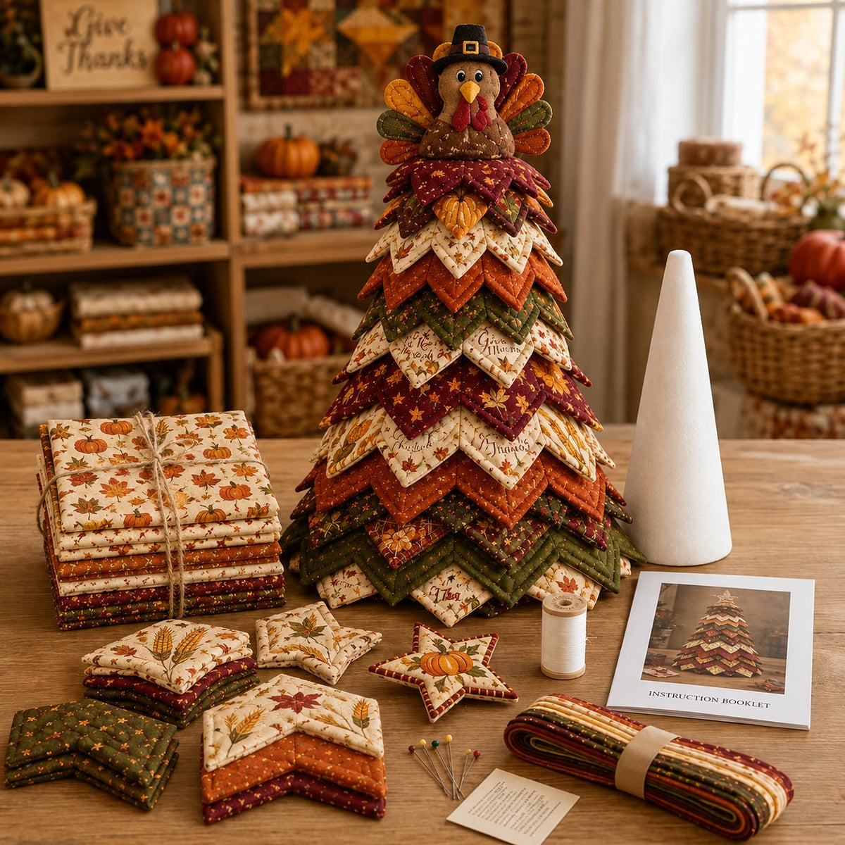 đ„LAST DAY 50% OFF - đAmericana Christmas Tree Quilt Kit â Easy Layered Fabric Holiday DĂ©cor for Quilting Lovers