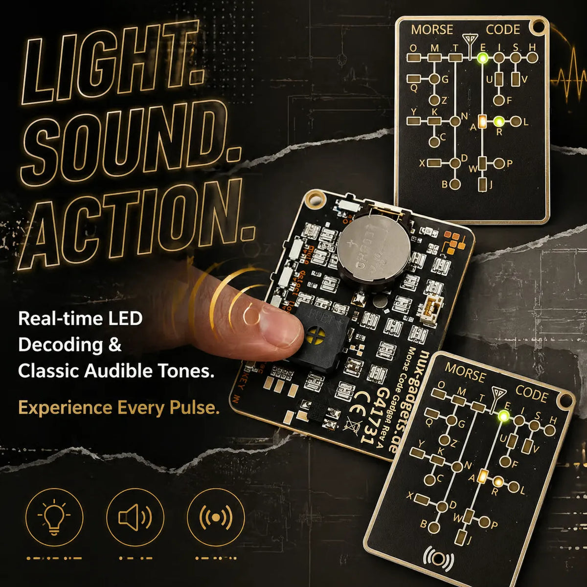 ⭐ Last day 49% OFF!⭐ -📟Morse Code Trainer Card Pro LED Edition Learning Tool Gift✨
