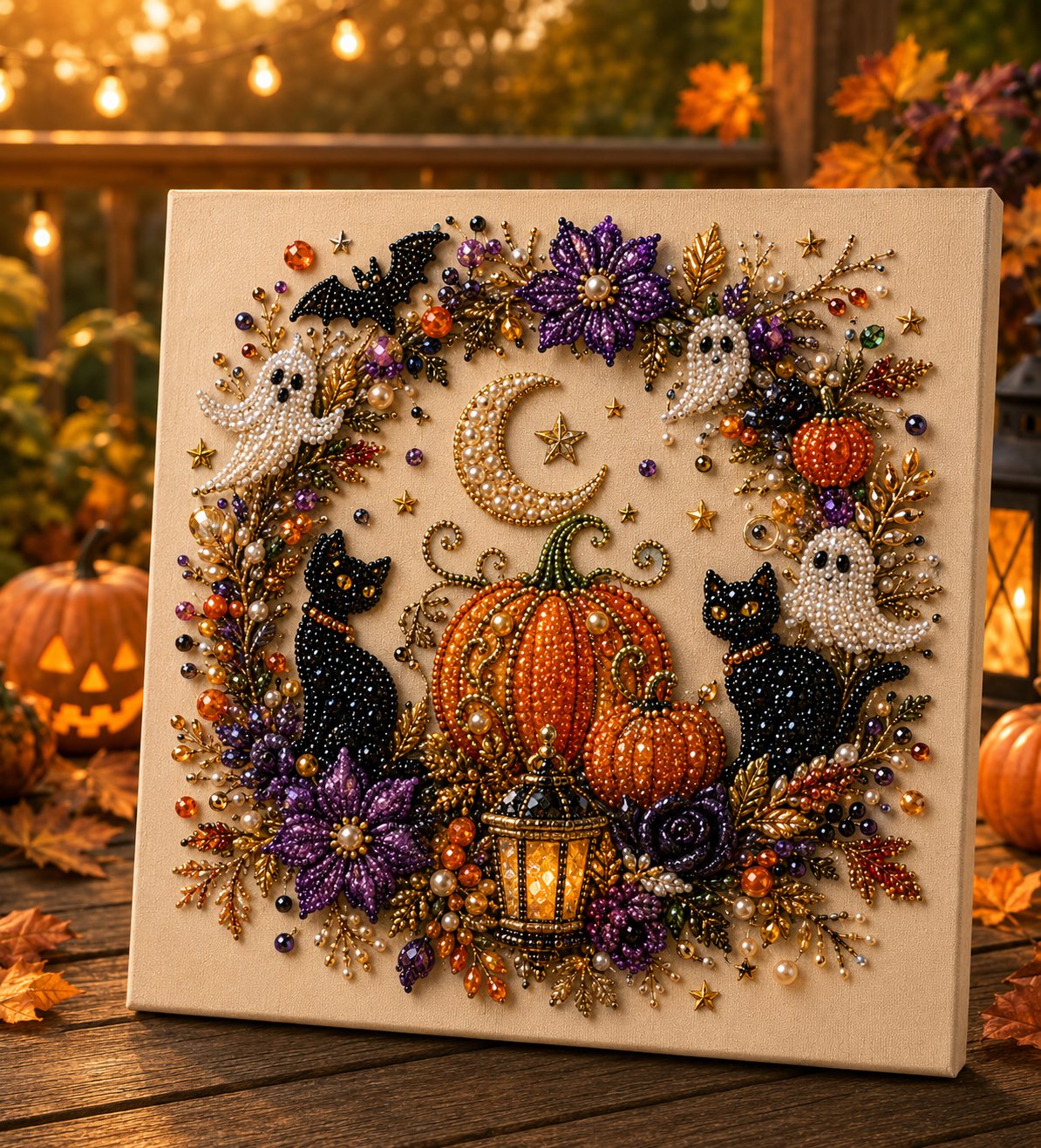 🔥 Last Day 49% OFF – ✨ Halloween Pearl Art DIY Kit – Turn Tiny Pearls into Spooky-Cute Magic👻⭐