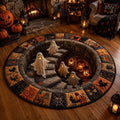 🎃👻 3D Haunted Staircase Round Rug Spooky Halloween Optical Illusion Floor Decor🔥