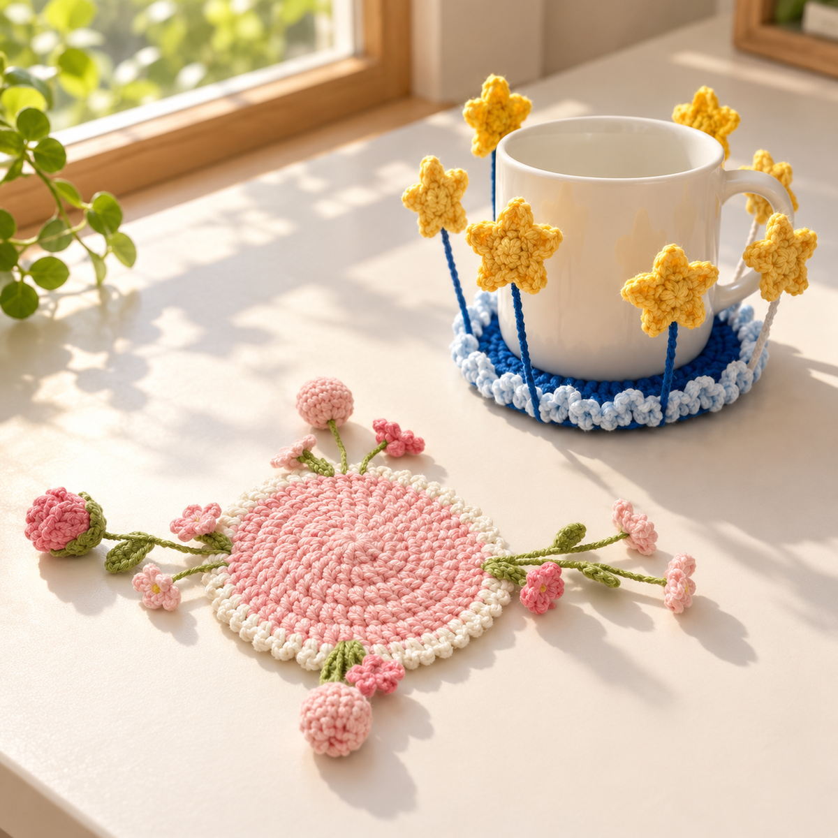 ๐ธ Blooming Crochet Coaster