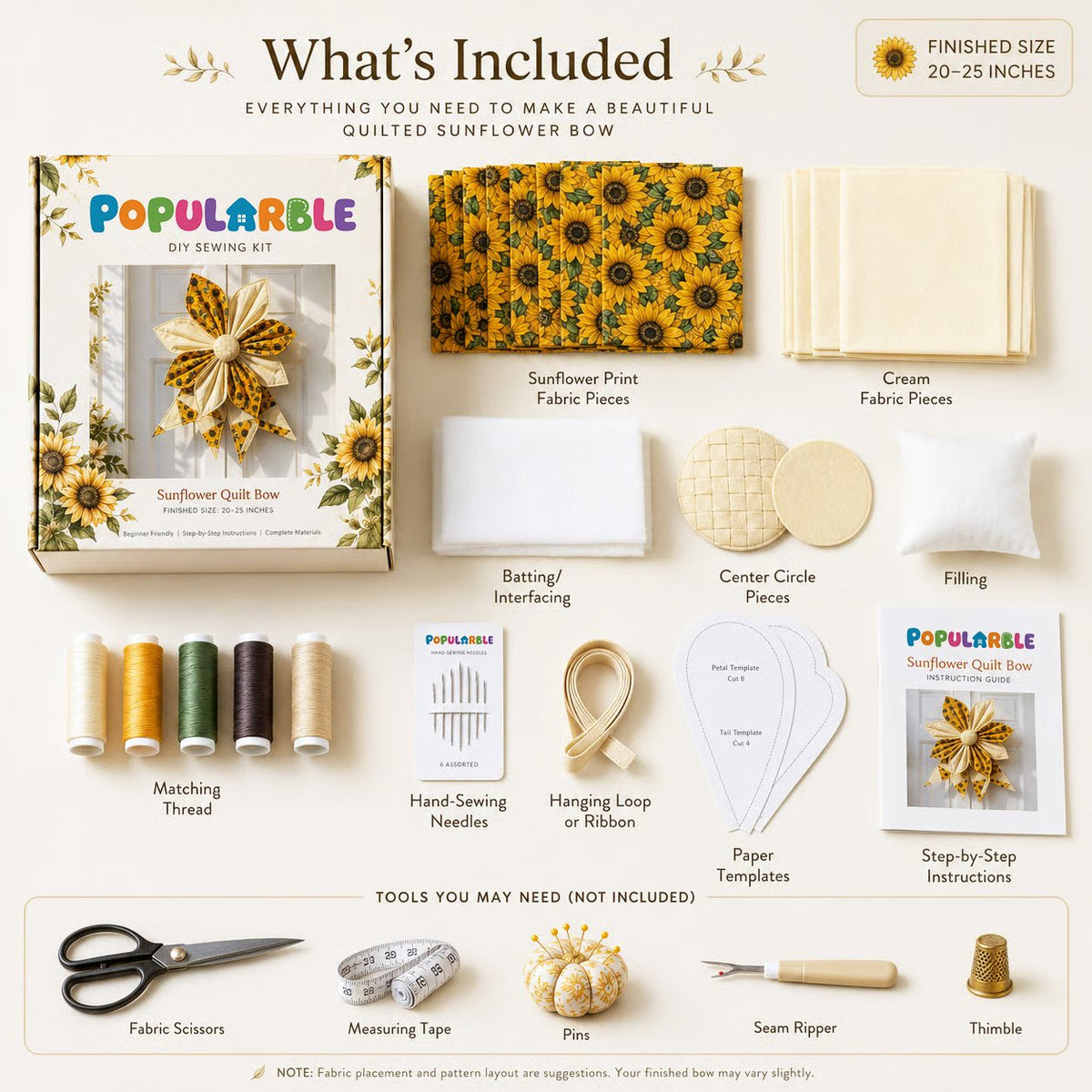⏰Last day Promotion 🔥- Large Patchwork Bow Sewing Kit (Beginner-Friendly)