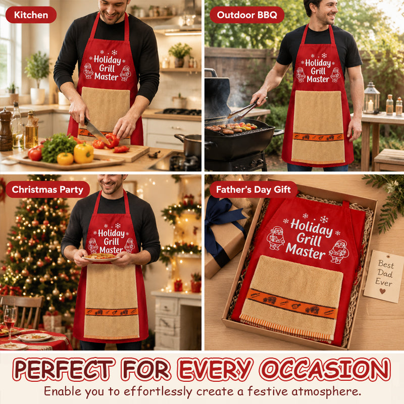π
Christmas BBQ Apron β Funny Holiday Grill Master Apron with Towel