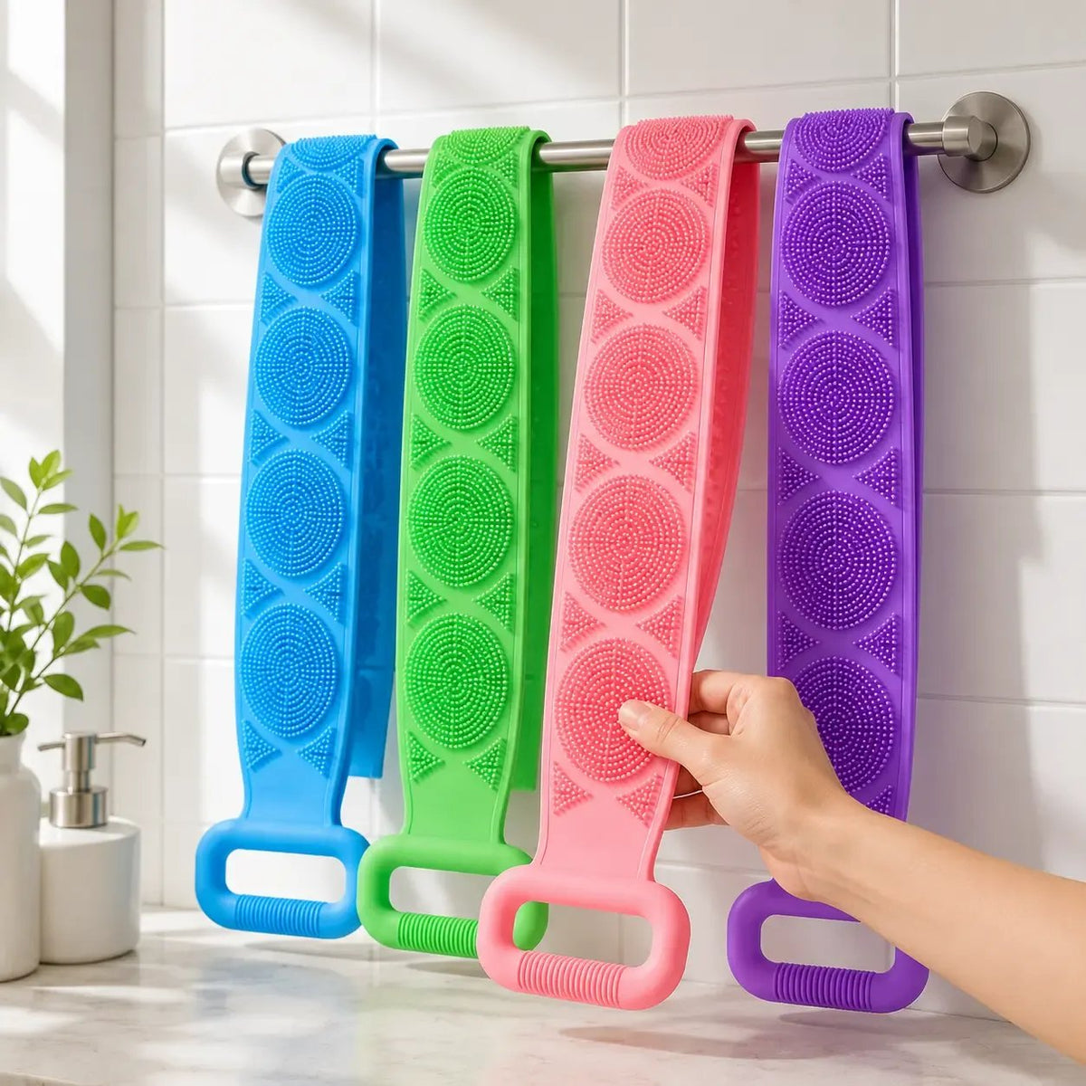🌿 Soft Silicone Back Scrubber for Fresh Clean Showers ✨🚿🛁