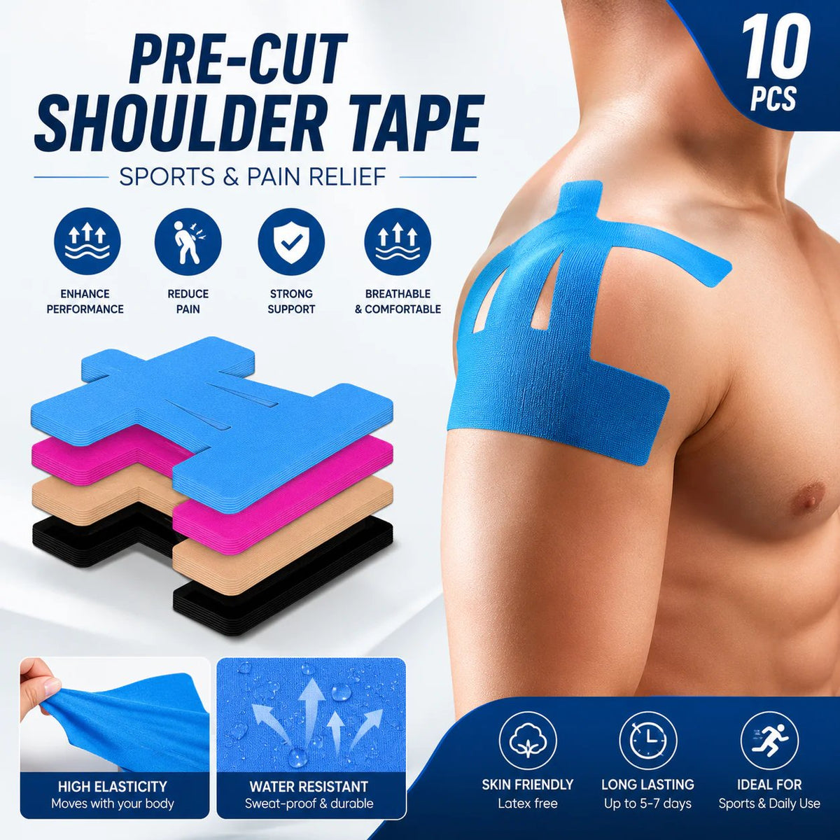 ๐ฅ LAST DAY 50% OFF โ FDA-Registered Fast-Acting Shoulder & Knee Pain Relief Tape ๐ช๐ Breathable & Sweatproof