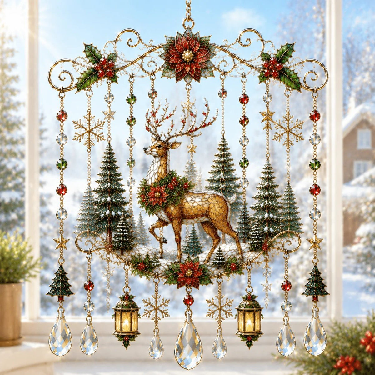 ✨LAST DAY 50% OFF - 🔥Handmade Christmas Stained Glass Window Hanging🔥