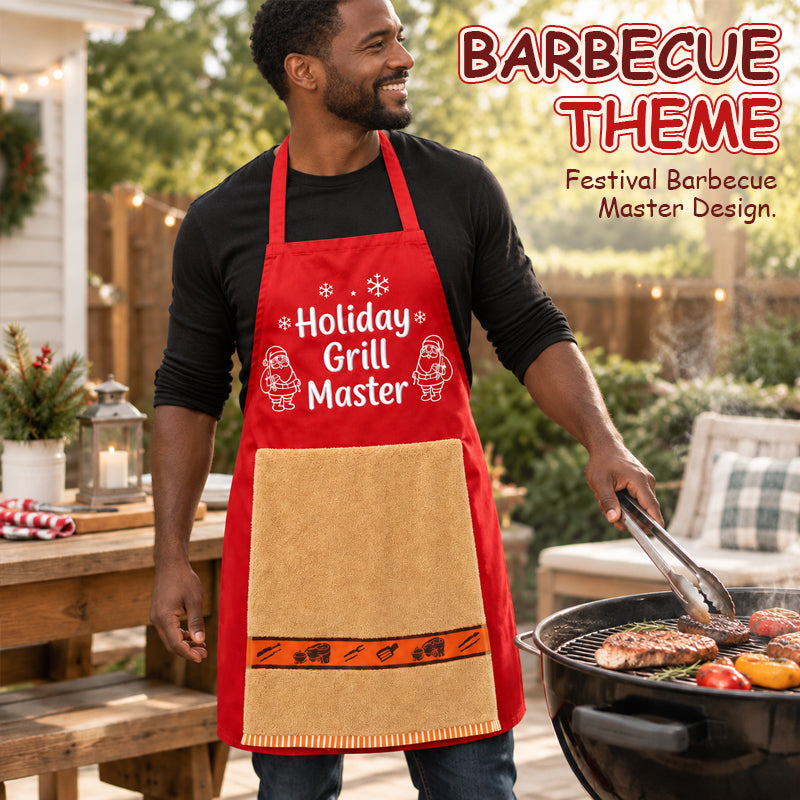π
Christmas BBQ Apron β Funny Holiday Grill Master Apron with Towel