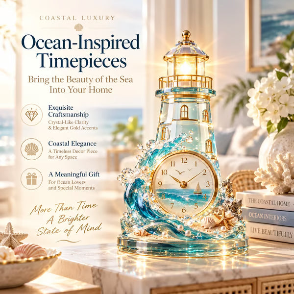 ๐ 50% OFF โ Coastal Glow Crystal Lighthouse & Ocean Decor โจ