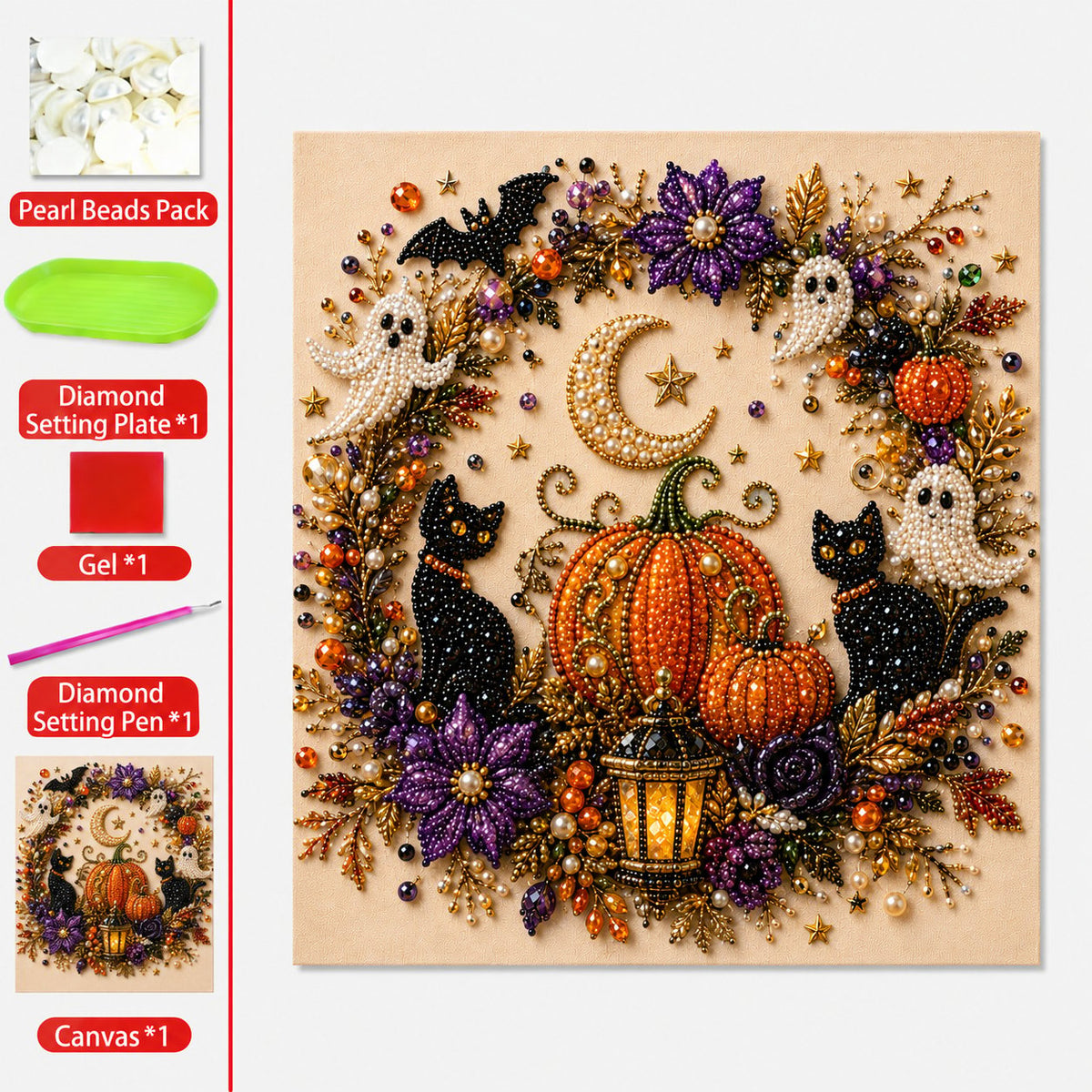 🔥 Last Day 49% OFF – ✨ Halloween Pearl Art DIY Kit – Turn Tiny Pearls into Spooky-Cute Magic👻⭐