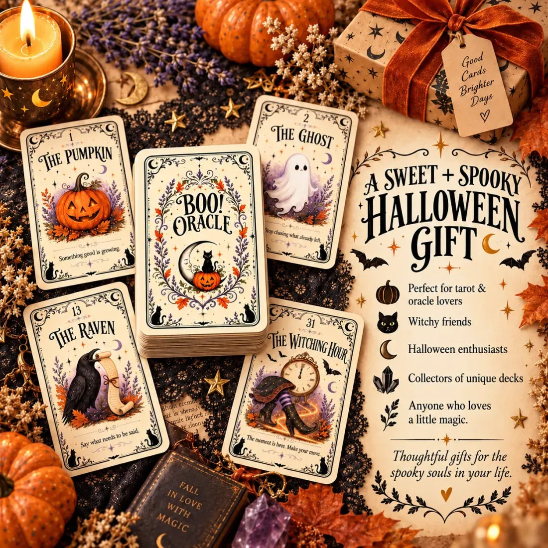 ๐ Sweet & Spooky Halloween Oracle Deck โ 31 Daily Spooky Messages for October