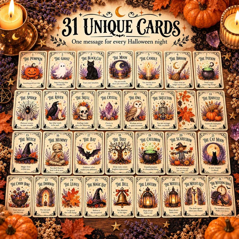 ๐ Sweet & Spooky Halloween Oracle Deck โ 31 Daily Spooky Messages for October