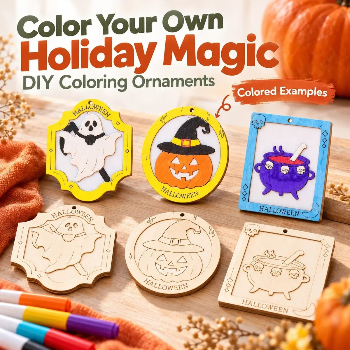 ๐จ๐Color Your Own Holiday Ornament Kit โ 12 Markers Included