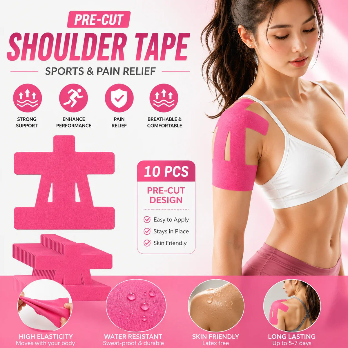 🏃 Breathable & Sweatproof 🏃FDA-Registered Fast-Acting Shoulder & Knee Pain Relief Tape 💪