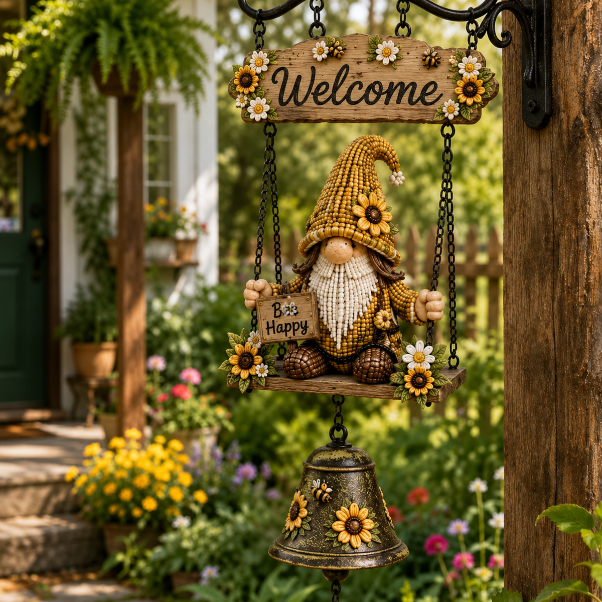 🧙 Rustic Garden Gnome Bell for Whimsical Charm 🌼