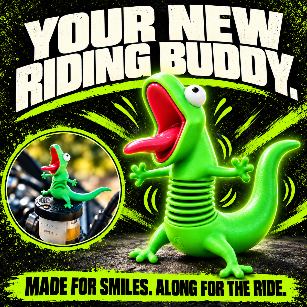 🦎Wobbly Riding Buddy – Car & Motorcycle Decor🏍