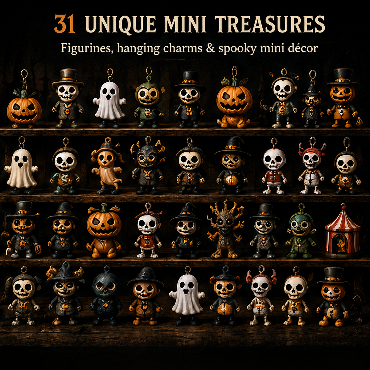 ๐๐ Nights of Fright Halloween Countdown Box | Unique Mini Figurines, Hanging Charms & Spooky Collectibles ๐ปโจ