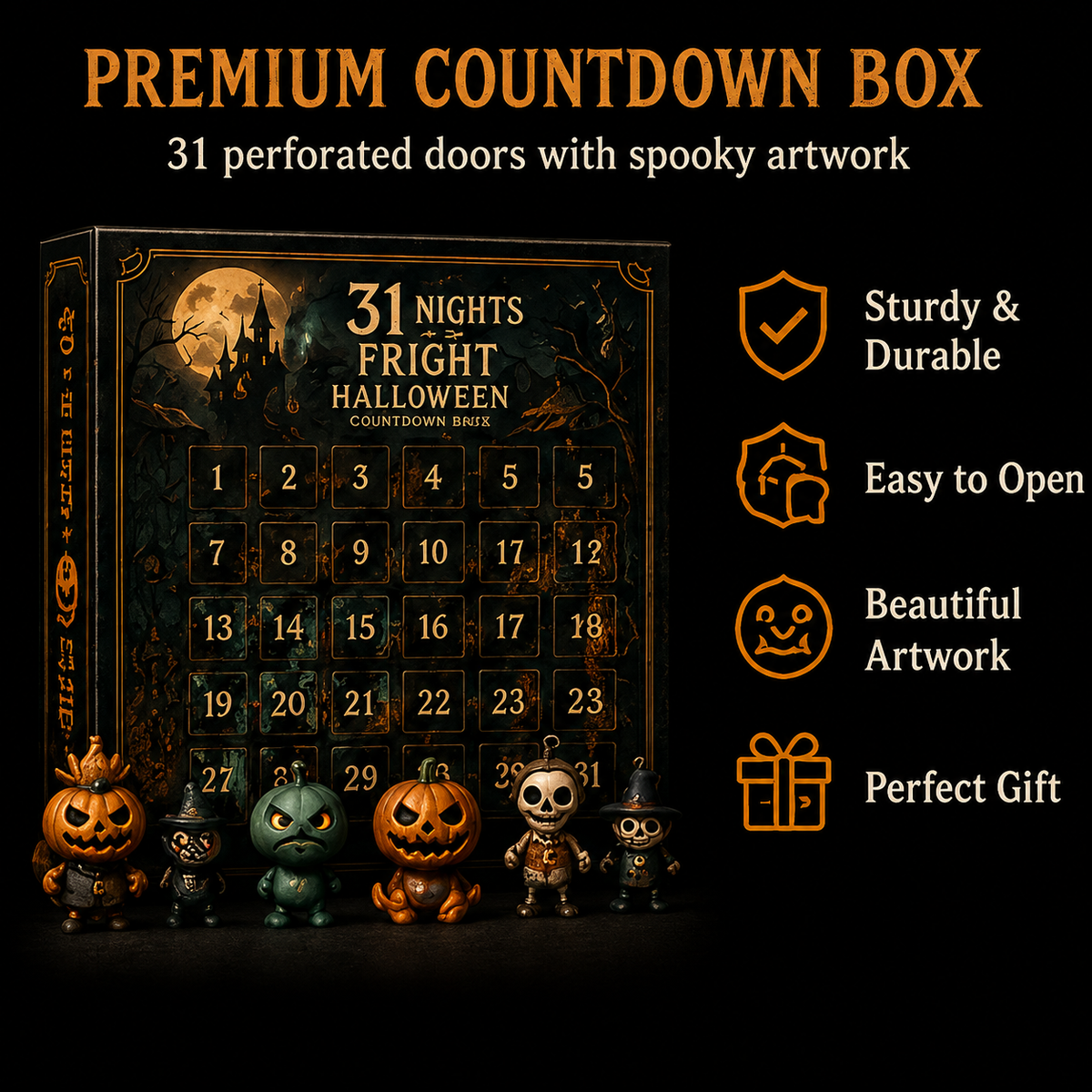 ๐๐ Nights of Fright Halloween Countdown Box | Unique Mini Figurines, Hanging Charms & Spooky Collectibles ๐ปโจ