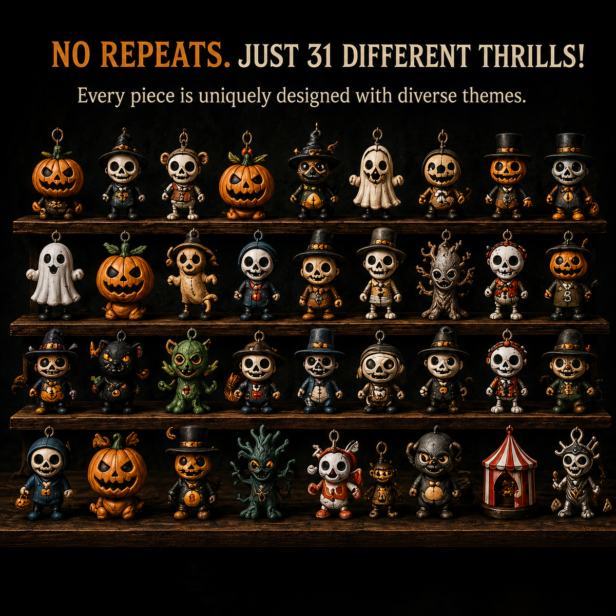 ๐๐ Nights of Fright Halloween Countdown Box | Unique Mini Figurines, Hanging Charms & Spooky Collectibles ๐ปโจ