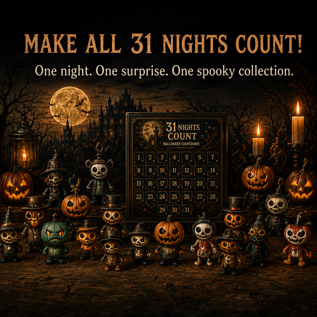 ๐๐ Nights of Fright Halloween Countdown Box | Unique Mini Figurines, Hanging Charms & Spooky Collectibles ๐ปโจ