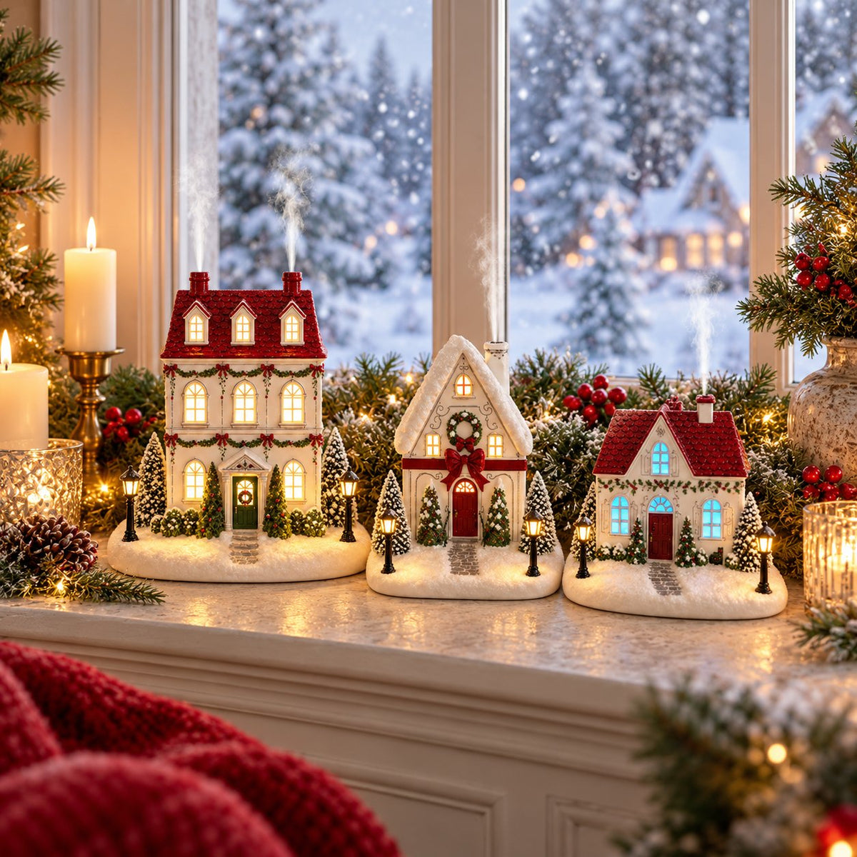 π Christmas Village Aroma Diffuser β Light-Up Ceramic House with Chimney Mist