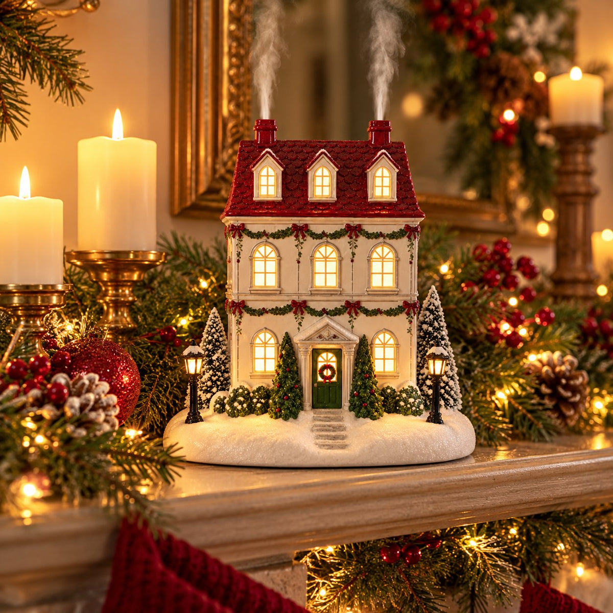 π Christmas Village Aroma Diffuser β Light-Up Ceramic House with Chimney Mist