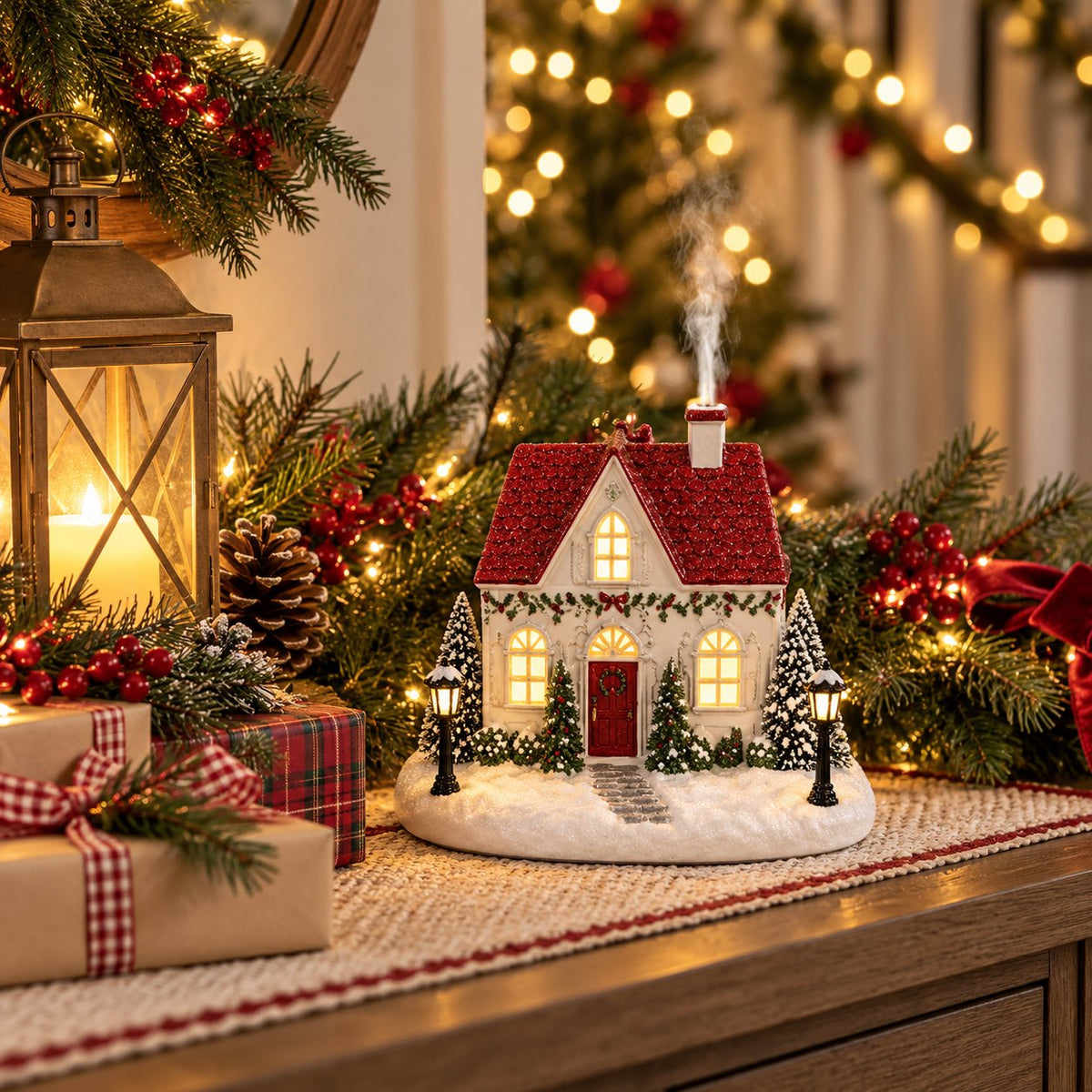 π Christmas Village Aroma Diffuser β Light-Up Ceramic House with Chimney Mist