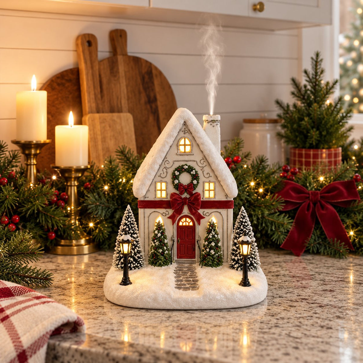 π Christmas Village Aroma Diffuser β Light-Up Ceramic House with Chimney Mist