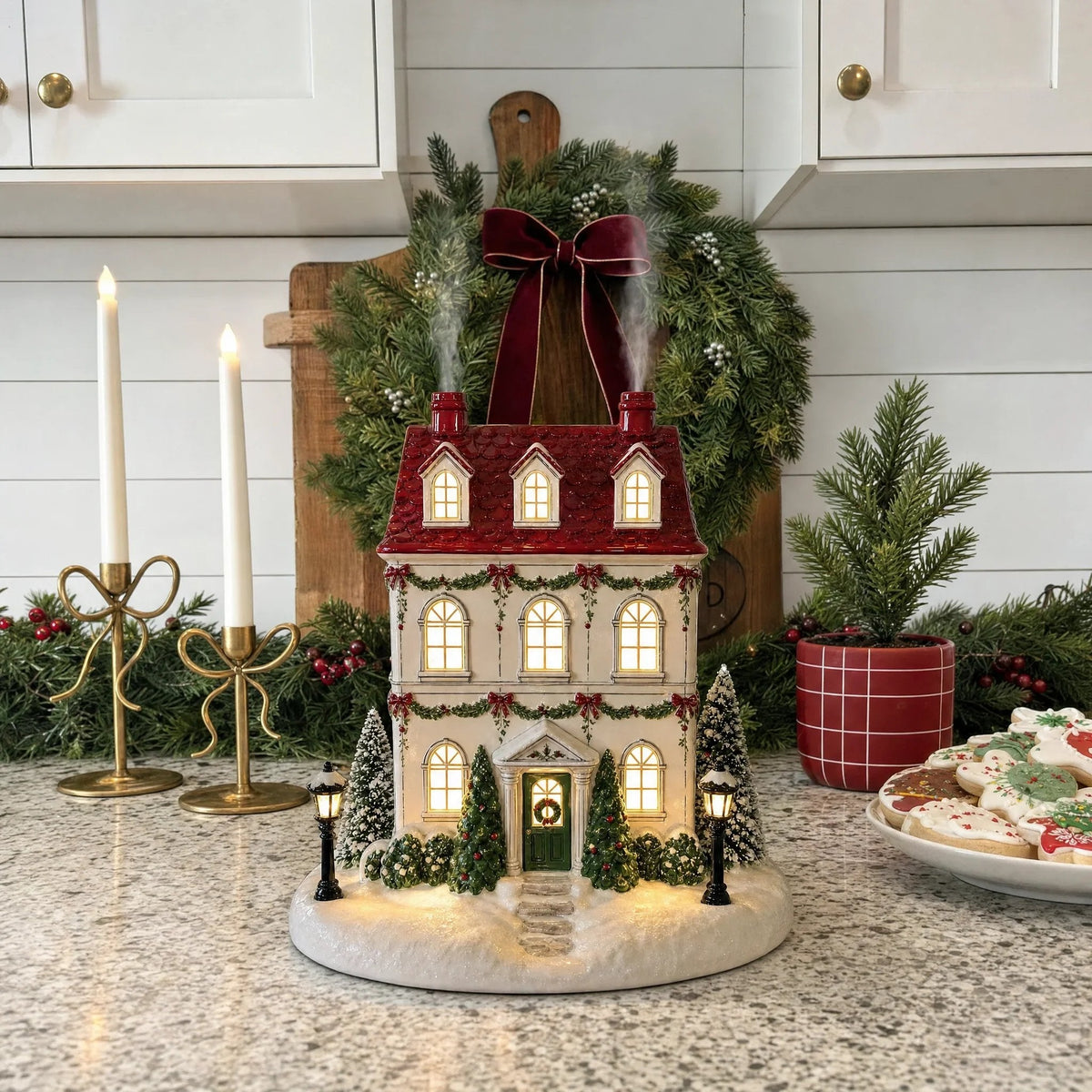 π Christmas Village Aroma Diffuser β Light-Up Ceramic House with Chimney Mist