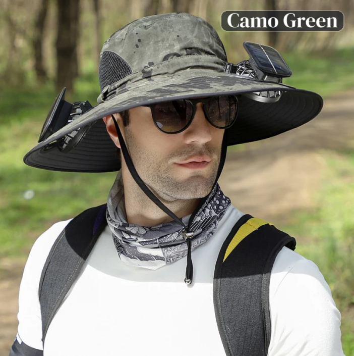 Solar-Powered Outdoor Cooling Fan Hat