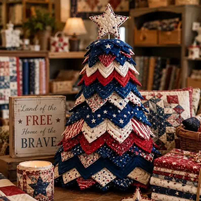 đ„LAST DAY 50% OFF - đAmericana Christmas Tree Quilt Kit â Easy Layered Fabric Holiday DĂ©cor for Quilting Lovers