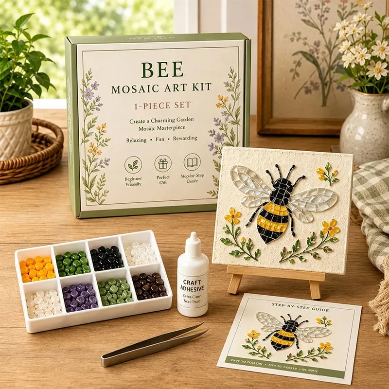 Watering Can Mosaic Art Kit-🔥LAST DAY 50% OFF🔥🌿Beginner-Friendly Floral DIY Craft with Vibrant Mosaic Beads & Sturdy Display Base ✨