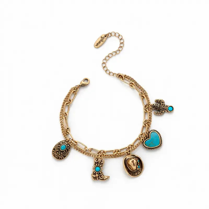 ✨This Week's Special Price🏇🤠Handmade Western Cowboy Charm Bracelet with Boot Hat Cactus & Heart Charms🌵