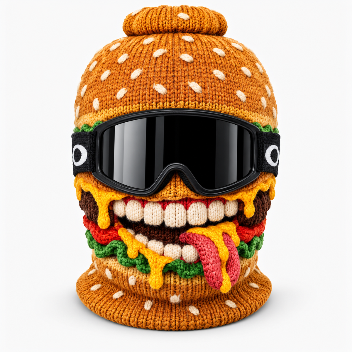๐ 50% OFF โ Funny Burger Monster Knit Ski Mask โ Novelty Food Balaclava ๐โ๏ธ