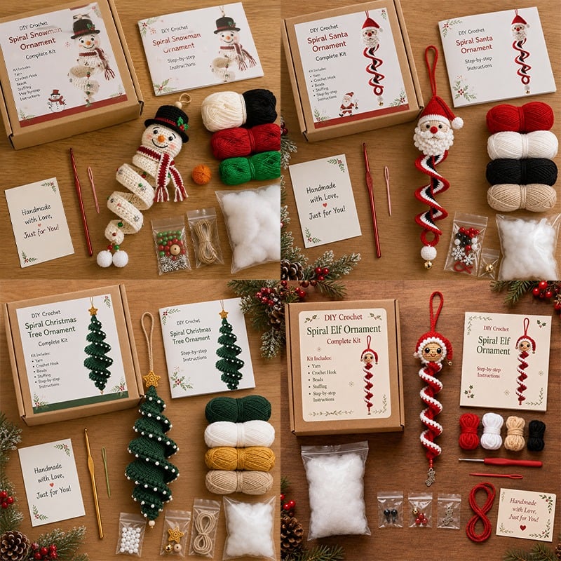 🔥HOT SALE🔥49% OFF - 🎅🌲Crochet Snowman Spiral Oranment DIY Kit