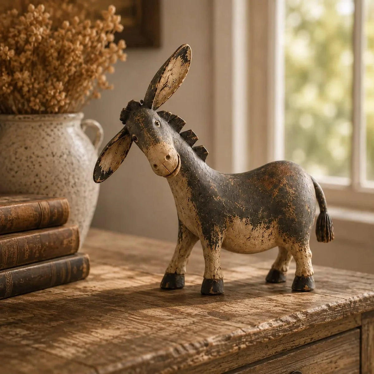 π΄ Rustic Donkey Figurine β¨ Distressed Vintage Resin Farmhouse Tabletop Decor