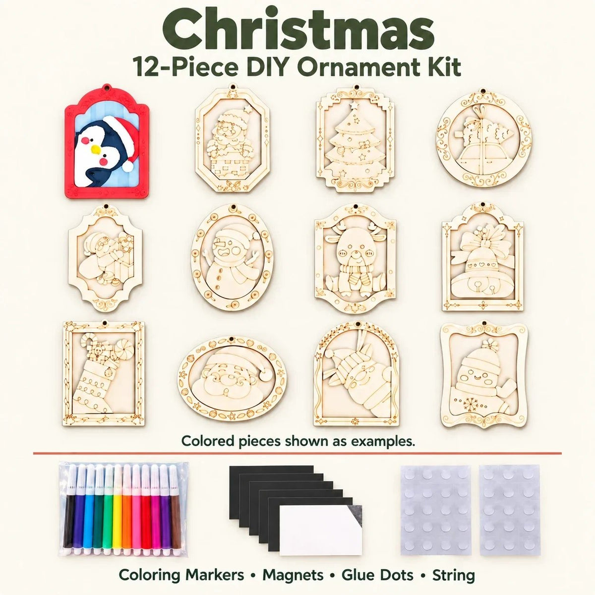 ๐จ๐Color Your Own Holiday Ornament Kit โ 12 Markers Included