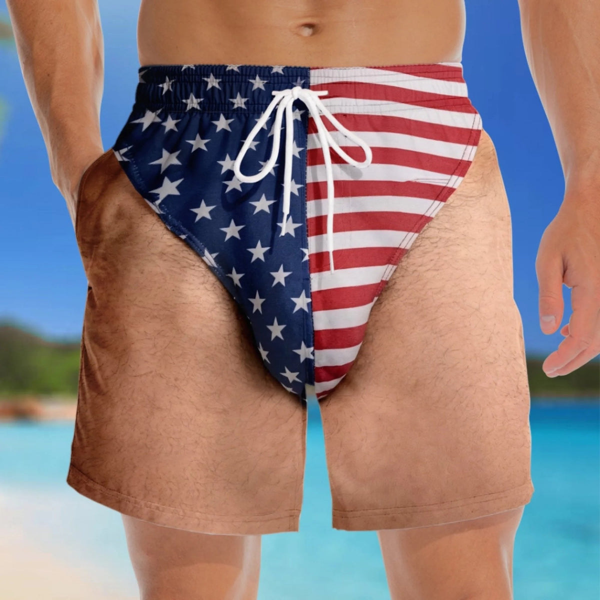 😎🇺🇸 Funny Patriotic Men’s Quick Dry Swim Trunks Freedom Beach Shorts Summer Comfort🏖️