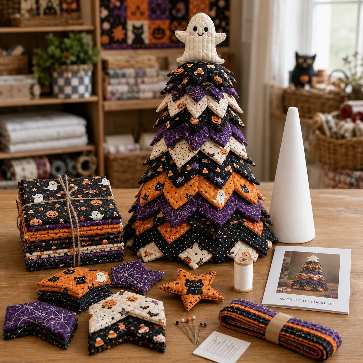 đ„LAST DAY 50% OFF - đAmericana Christmas Tree Quilt Kit â Easy Layered Fabric Holiday DĂ©cor for Quilting Lovers