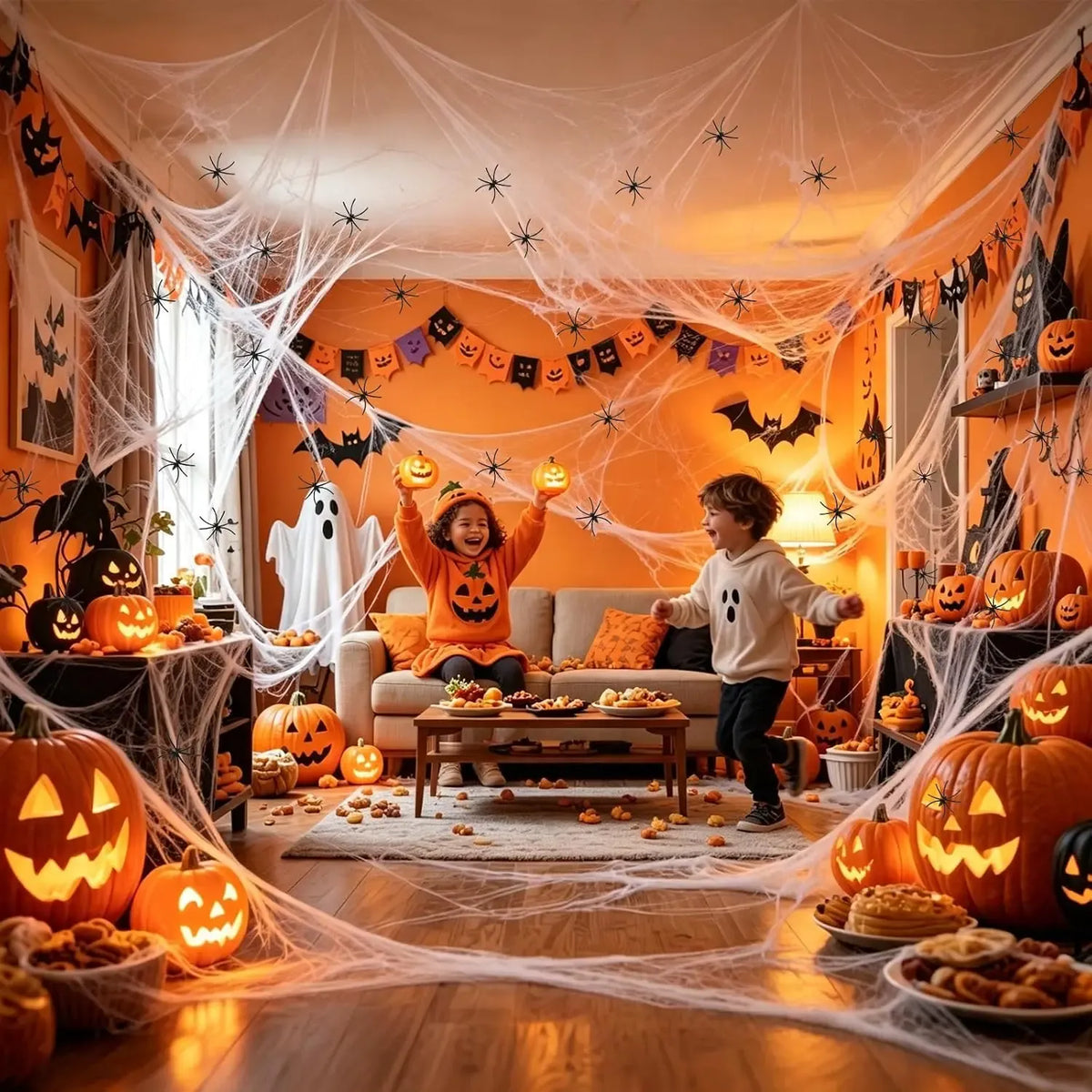 π₯ LAST DAY 50% OFF! π·οΈ Halloween Spider Webs Stretchy Cobweb Party Decor π