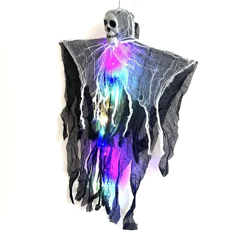 π» LED Hanging Ghost Halloween Decoration β Glowing Skull & Spooky Gauze