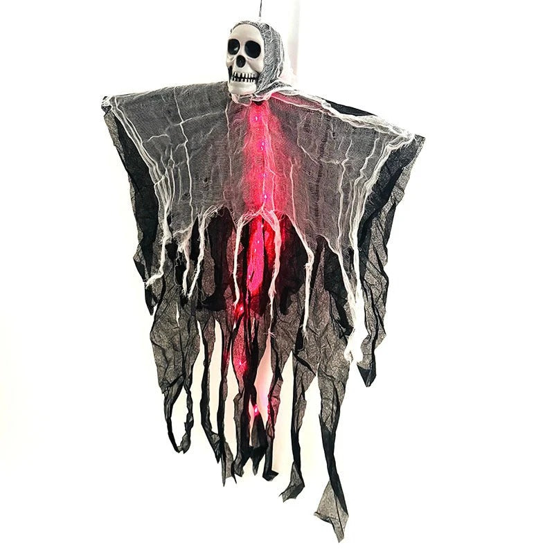 π» LED Hanging Ghost Halloween Decoration β Glowing Skull & Spooky Gauze