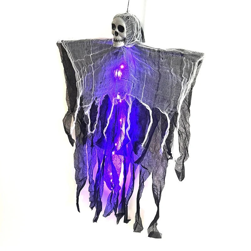 π» LED Hanging Ghost Halloween Decoration β Glowing Skull & Spooky Gauze