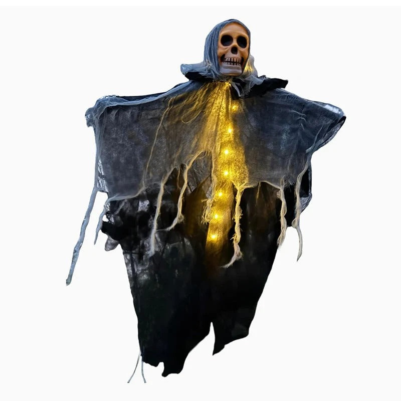 π» LED Hanging Ghost Halloween Decoration β Glowing Skull & Spooky Gauze