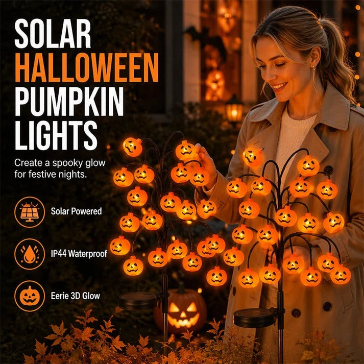 ๐ Solar Halloween Pumpkin Branch Lights โ 20-LED Outdoor Garden Decor