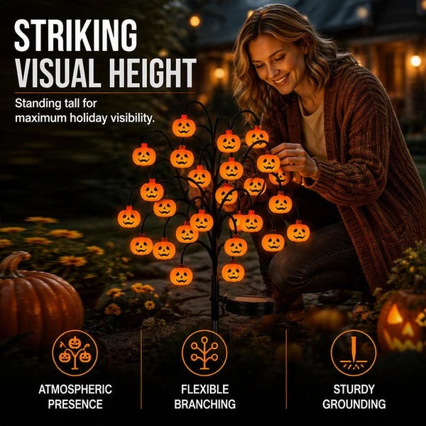 ๐ Solar Halloween Pumpkin Branch Lights โ 20-LED Outdoor Garden Decor