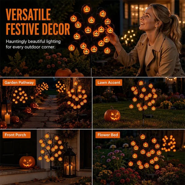 ๐ Solar Halloween Pumpkin Branch Lights โ 20-LED Outdoor Garden Decor